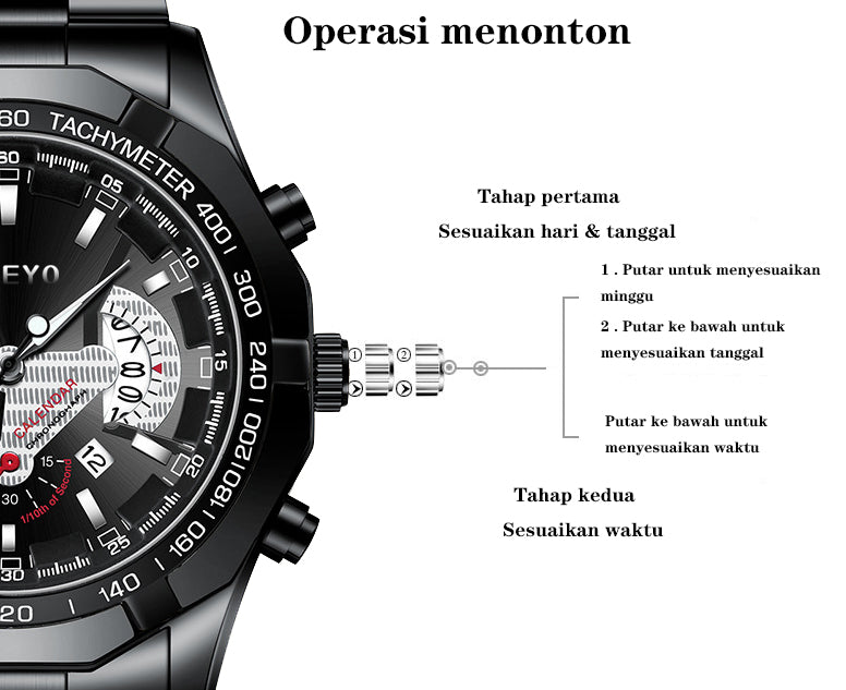 Aokeyo S001 Jam Tangan Pria Anti Air Original Luxury Stainless Steel（Free BOX+Kartu）